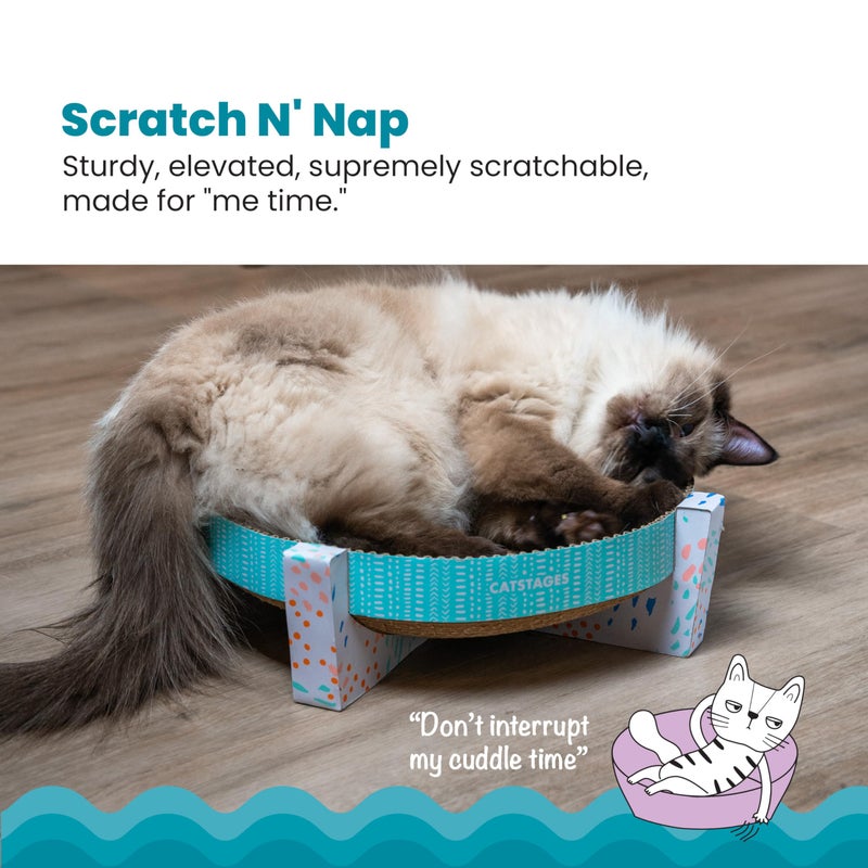 Catstages Scratch, Snuggle & Rest â€“ 2â€‘inâ€‘1 Indoor Cat Scratcher & Elevated Cat Lounger, Catnip Included - Image 2